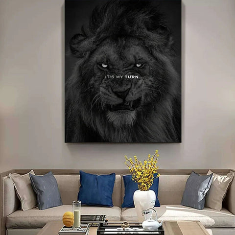 It's My Turn Motivational Lion Canvas Wall Art