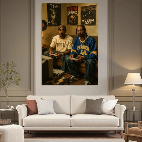Tupac and Snoop Dogg Retro Canvas Wall Art