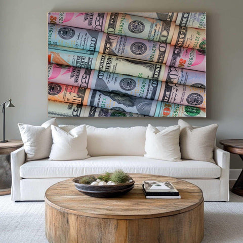 money stacks canvas art